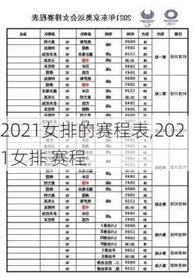 2021女排的赛程表,2021女排 赛程