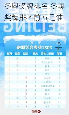 冬奥奖牌排名,冬奥奖牌排名前五是谁