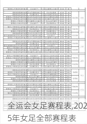 全运会女足赛程表,2025年女足全部赛程表
