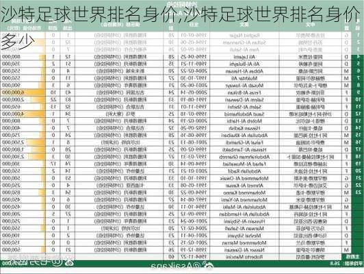 沙特足球世界排名身价,沙特足球世界排名身价多少