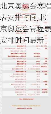 北京奥运会赛程表安排时间,北京奥运会赛程表安排时间最新