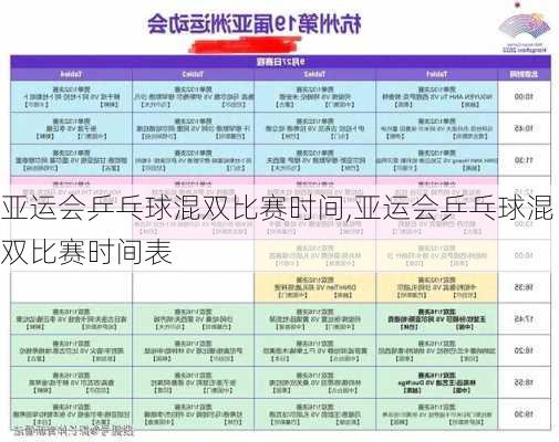 亚运会乒乓球混双比赛时间,亚运会乒乓球混双比赛时间表