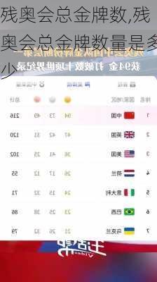 残奥会总金牌数,残奥会总金牌数量是多少