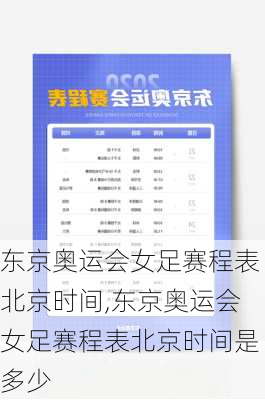 东京奥运会女足赛程表北京时间,东京奥运会女足赛程表北京时间是多少