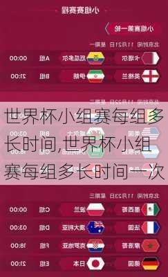 世界杯小组赛每组多长时间,世界杯小组赛每组多长时间一次