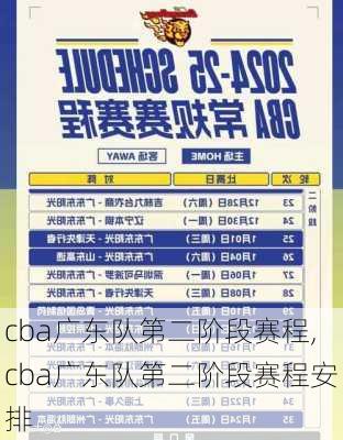 cba广东队第二阶段赛程,cba广东队第二阶段赛程安排