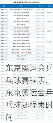 东京奥运会乒乓球赛程表,东京奥运会乒乓球赛程表时间