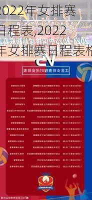 2022年女排赛日程表,2022年女排赛日程表格