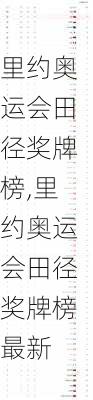 里约奥运会田径奖牌榜,里约奥运会田径奖牌榜最新