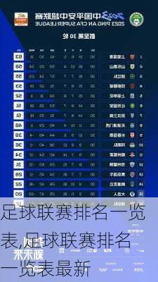 足球联赛排名一览表,足球联赛排名一览表最新