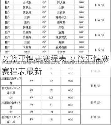 女篮亚锦赛赛程表,女篮亚锦赛赛程表最新