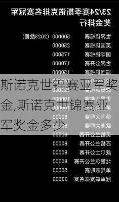 斯诺克世锦赛亚军奖金,斯诺克世锦赛亚军奖金多少