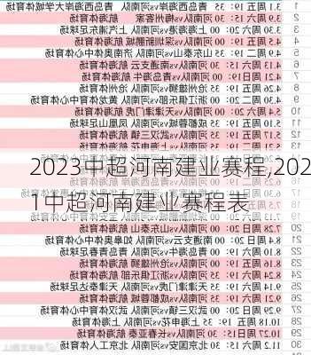 2023中超河南建业赛程,2021中超河南建业赛程表