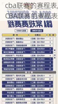 cba联赛的赛程表,CBA联赛的赛程表