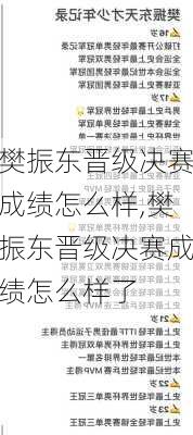 樊振东晋级决赛成绩怎么样,樊振东晋级决赛成绩怎么样了
