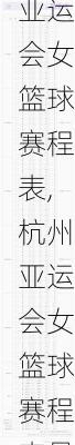 杭州亚运会女篮球赛程表,杭州亚运会女篮球赛程表最新