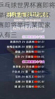 乒乓球世界杯赛即将举行,乒乓球世界杯赛即将举行,某国家队有三
