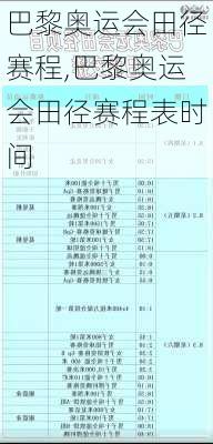 巴黎奥运会田径赛程,巴黎奥运会田径赛程表时间