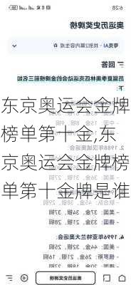 东京奥运会金牌榜单第十金,东京奥运会金牌榜单第十金牌是谁
