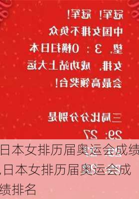 日本女排历届奥运会成绩,日本女排历届奥运会成绩排名