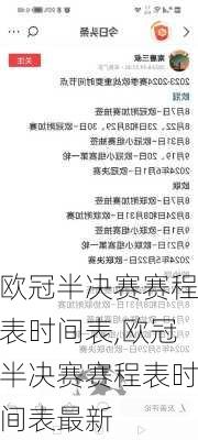 欧冠半决赛赛程表时间表,欧冠半决赛赛程表时间表最新