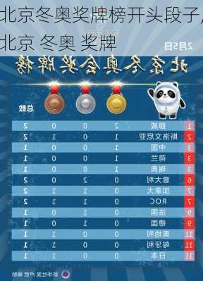 北京冬奥奖牌榜开头段子,北京 冬奥 奖牌