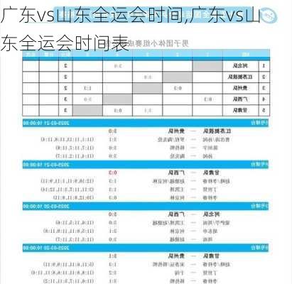 广东vs山东全运会时间,广东vs山东全运会时间表