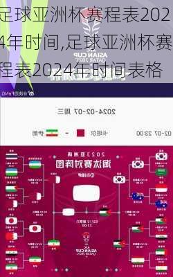 足球亚洲杯赛程表2024年时间,足球亚洲杯赛程表2024年时间表格