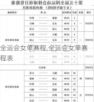 全运会女单赛程,全运会女单赛程表