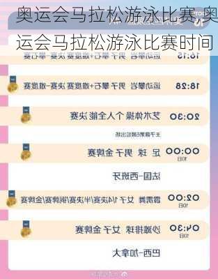 奥运会马拉松游泳比赛,奥运会马拉松游泳比赛时间