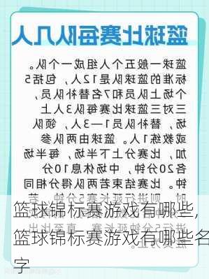 篮球锦标赛游戏有哪些,篮球锦标赛游戏有哪些名字