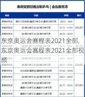 东京奥运会赛程表2021全部,东京奥运会赛程表2021全部视频