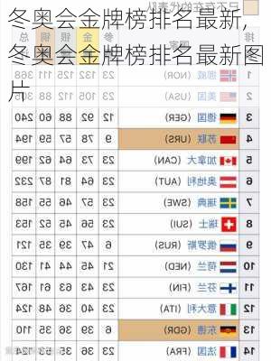 冬奥会金牌榜排名最新,冬奥会金牌榜排名最新图片