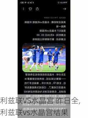 利兹联VS水晶宫 昨日全,利兹联vs水晶宫结果