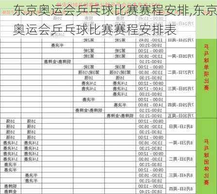东京奥运会乒乓球比赛赛程安排,东京奥运会乒乓球比赛赛程安排表