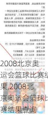 2008北京奥运会篮球比赛结果,2008北京奥运会篮球比赛结果查询