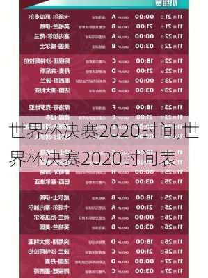 世界杯决赛2020时间,世界杯决赛2020时间表