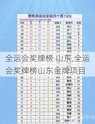 全运会奖牌榜 山东,全运会奖牌榜山东金牌项目