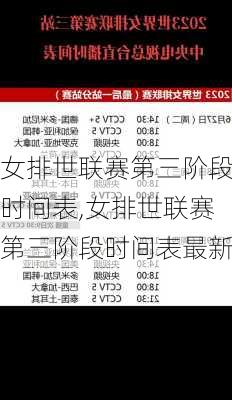 女排世联赛第三阶段时间表,女排世联赛第三阶段时间表最新