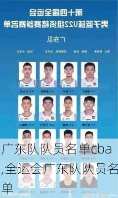 广东队队员名单cba,全运会广东队队员名单