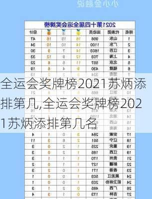 全运会奖牌榜2021苏炳添排第几,全运会奖牌榜2021苏炳添排第几名