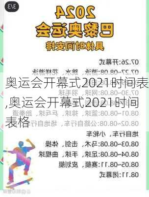 奥运会开幕式2021时间表,奥运会开幕式2021时间表格