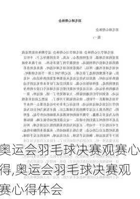奥运会羽毛球决赛观赛心得,奥运会羽毛球决赛观赛心得体会
