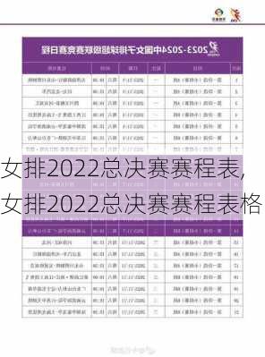 女排2022总决赛赛程表,女排2022总决赛赛程表格