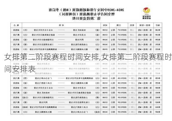 女排第二阶段赛程时间安排,女排第二阶段赛程时间安排表