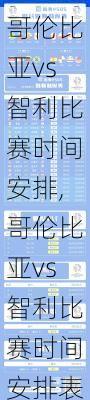 哥伦比亚vs智利比赛时间安排,哥伦比亚vs智利比赛时间安排表