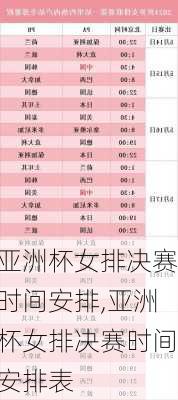 亚洲杯女排决赛时间安排,亚洲杯女排决赛时间安排表