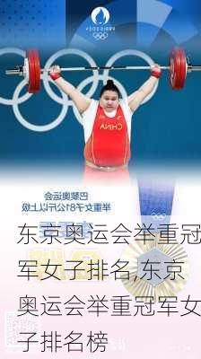 东京奥运会举重冠军女子排名,东京奥运会举重冠军女子排名榜