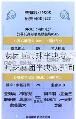 女团乒乓球半决赛,乒乓球女团半决赛时间