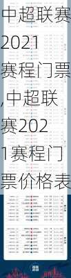 中超联赛2021赛程门票,中超联赛2021赛程门票价格表